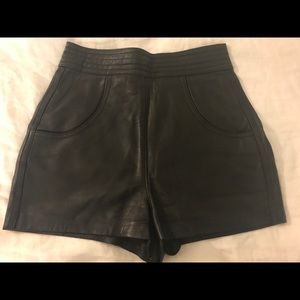 Black leather shorts